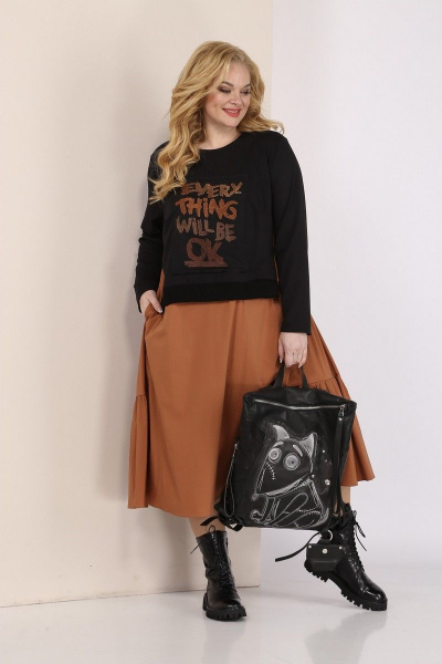 Платье SOVITA M-2210 черно-коричневый - фото 4