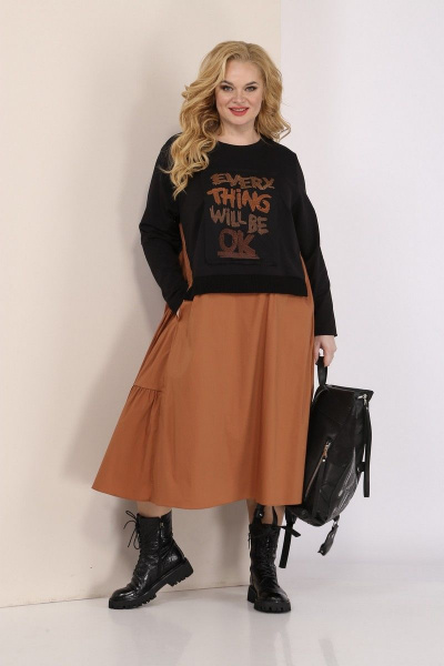 Платье SOVITA M-2210 черно-коричневый - фото 3