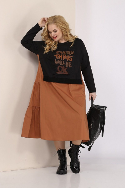 Платье SOVITA M-2210 черно-коричневый - фото 2