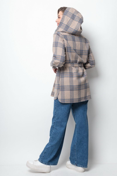 Рубашка Michel chic 767 бежевая-серая-клетка - фото 5