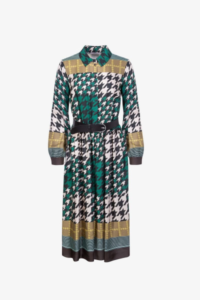 Демисезонное зеленое платье из вискозы и текстиля Elema 5К-10467-1-170 принт - фото 3