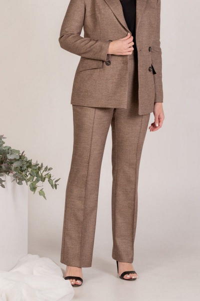 Классические женские брюки на каждый день с высокой посадкой Mislana 709 коричневый - фото 2