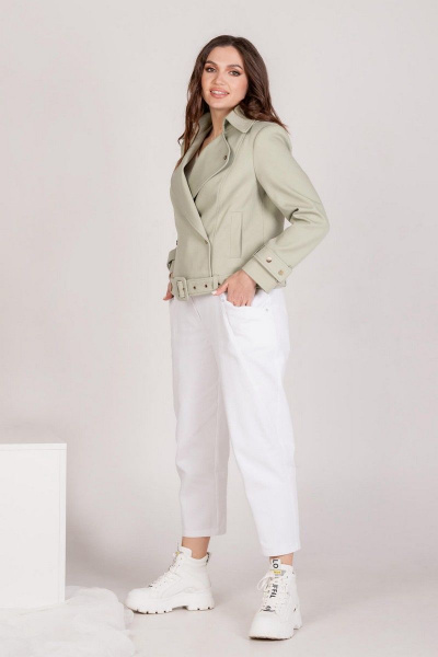 Белые зауженные брюки из текстиля с карманами Mislana 6481 белый - фото 1