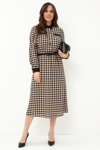 Платье Магия моды 2039 бежевый+черный - фото 1