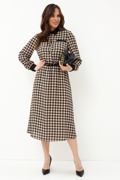 Платье Магия моды 2039 бежевый+черный - фото 2