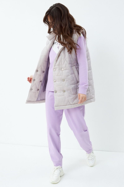 Брюки, джемпер, жилет Магия моды 2060 фиолет+серый - фото 7