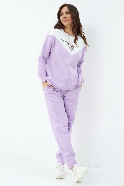Брюки, джемпер, жилет Магия моды 2060 фиолет+серый - фото 2
