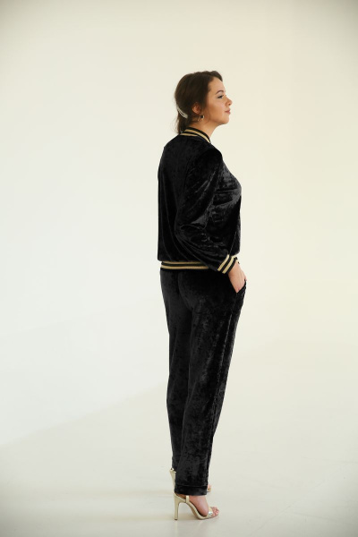 Бомберы и брюки в стиле спорт-шик из трикотаж Edibor 2006/1 черный - фото 3