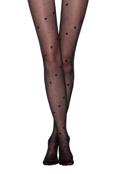 Демисезонные черные колготки с сердечками и точками 20 den CONTE Fantasy_Love-Story_Nero - фото 2