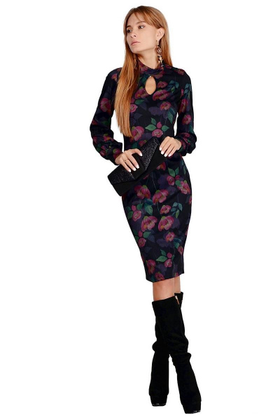 Платье PATRICIA by La Cafe NY1879 синий,розовый,зеленый - фото 1