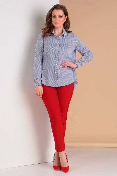 Красный комплект рубашки и брюки из текстиля Liona Style 686 - фото 1