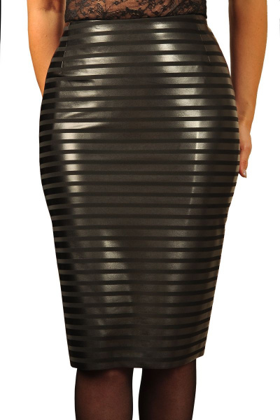 Юбка карандаш из экокожи на байке Klever 262 кожа/узкая_полоска - фото 1