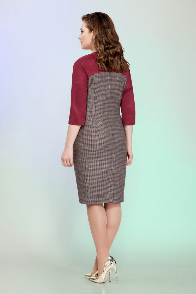 Платье деловое с кокеткой и складками из текстиля для демисезона Vitol Fashion В-1003/1 - фото 3