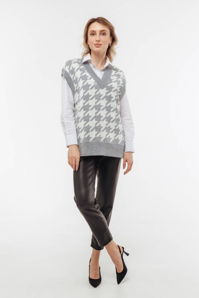 Мягкий жилет из гусиной лапки для любого образа Romgil 686ШТЗ серый,молочный - фото 1