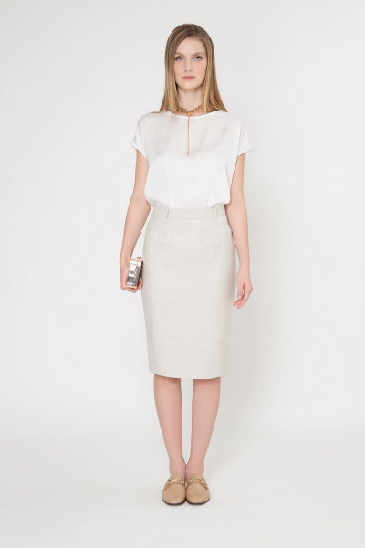 Юбка деловой и на каждый день из текстиля Elema 4К-11006-1-170 клетка_бежевый - фото 1