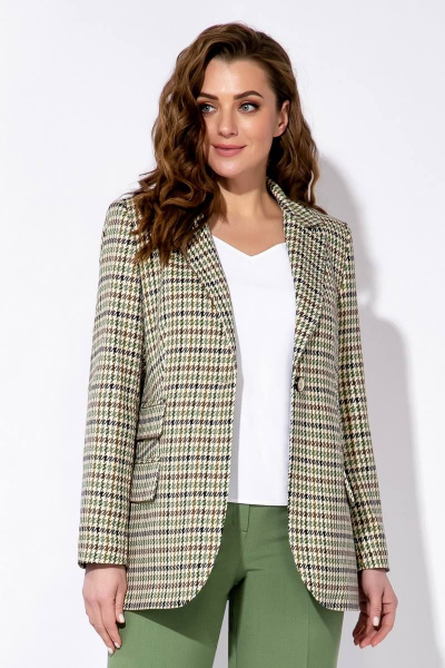 Брюки, жакет Olegran 3853 принт+зелень - фото 4