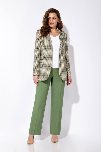 Брюки, жакет Olegran 3853 принт+зелень - фото 2