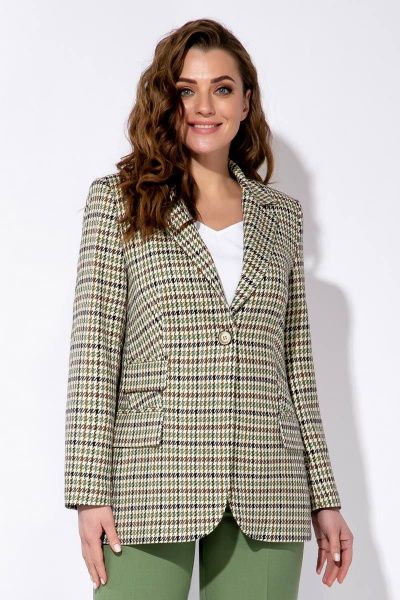 Брюки, жакет Olegran 3853 принт+зелень - фото 3