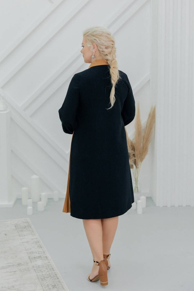 Платье на каждый день демисезонное с длинным рукавом ASV 2484 черно-коричневый - фото 2