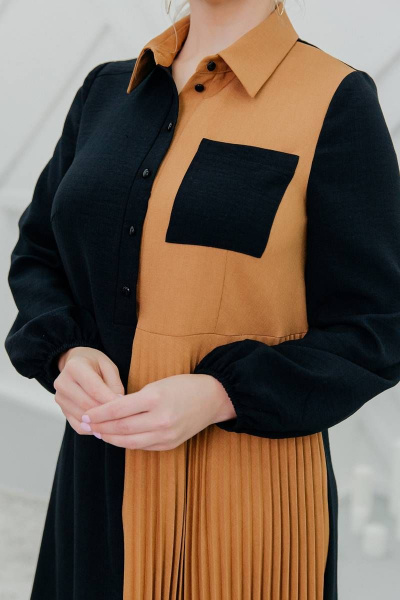 Платье на каждый день демисезонное с длинным рукавом ASV 2484 черно-коричневый - фото 3