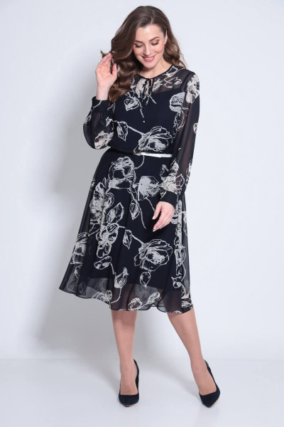 Платье TAiER 1073 темно-синий-в-цветы - фото 1