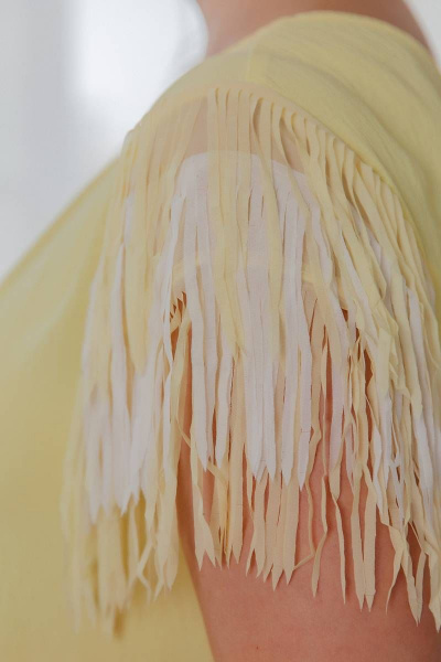 Платье Нарядное расширенного силуэта из вискозы и бахромой ASV 2502 желтый - фото 3