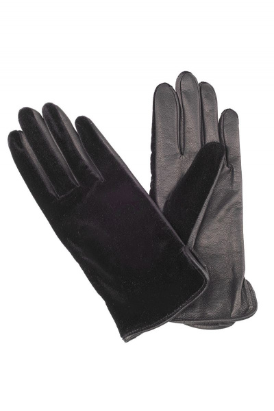 перчатки натуральная кожа бежевый черный на демисезон ACCENT 51-х черный - фото 1