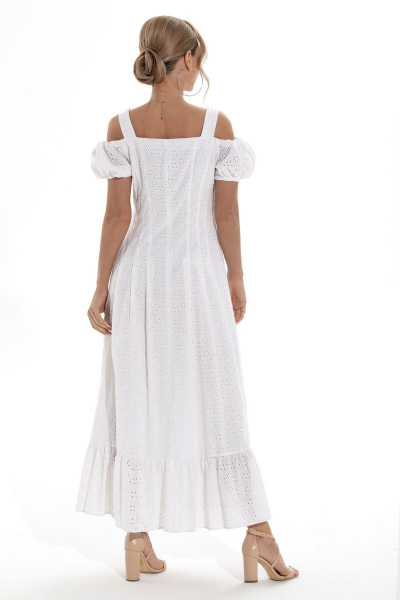 Летнее платье из хлопка с рельефами и бретелями Golden Valley 4826 белый - фото 3