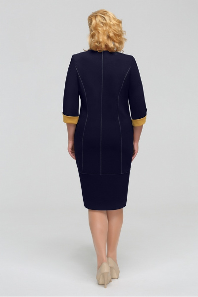 Платье Tellura-L 1201 темно-синий+горчица - фото 3