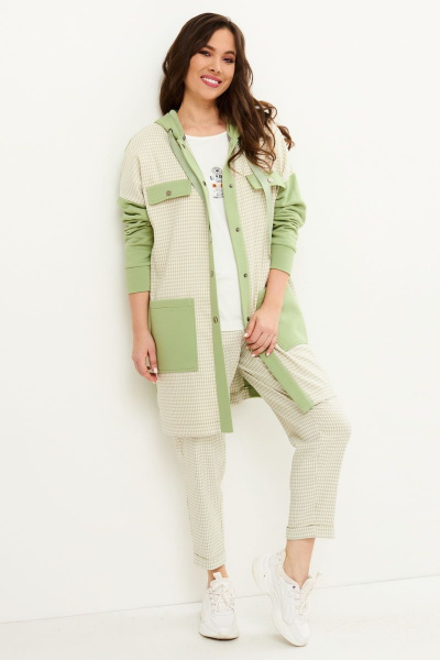 Брюки, кардиган, футболка Магия моды 1954 салат - фото 1