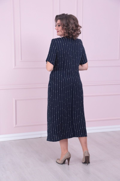 Бохо платье свободного силуэта из приятной ткани Solomeya Lux 904 синий - фото 5