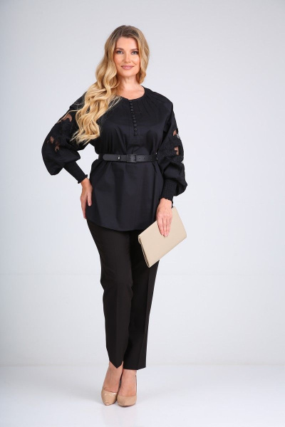 Зауженные классические брюки со стрелками из текстиля SandyNa 130204 черный - фото 1