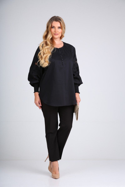 Зауженные классические брюки со стрелками из текстиля SandyNa 130204 черный - фото 2