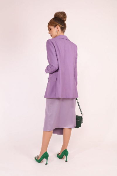 Фиолетовый костюм 2-ка жакет и юбка из шерстяной ткани LM АТ1670 - фото 4