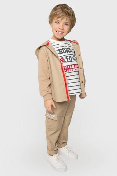 Брюки-карго из трикотажа с браш-эффектом Bell Bimbo 220042 св.бежевый - фото 1