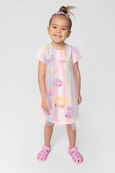 Платье А-силуэта с принтом тай-дай и коротким рукавом Bell Bimbo 220201 мультиколор - фото 1