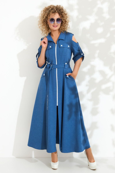 Льняное платье с отложным воротником и карманами, летнее Euromoda 410 - фото 1