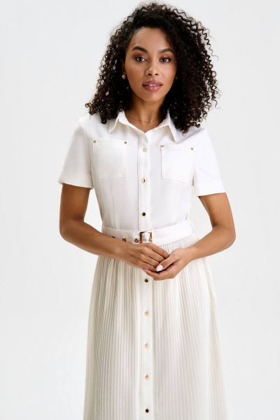 Платье миди приталенное с поясом и плиссированной юбкой Urs 22-793-1 - фото 9