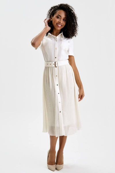 Платье миди приталенное с поясом и плиссированной юбкой Urs 22-793-1 - фото 7