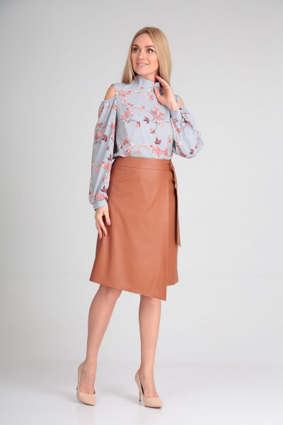 Демисезонная юбка трапеция из экокожи с запахом AXXA 3007 - фото 5