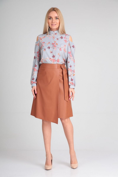 Демисезонная юбка трапеция из экокожи с запахом AXXA 3007 - фото 1