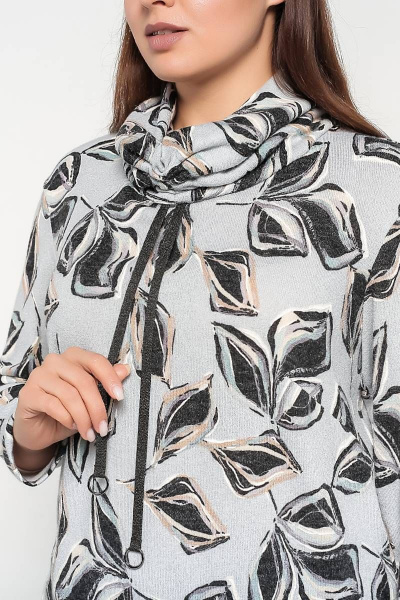 Туника La rouge 9052 серо-голубой-(цветы) - фото 4