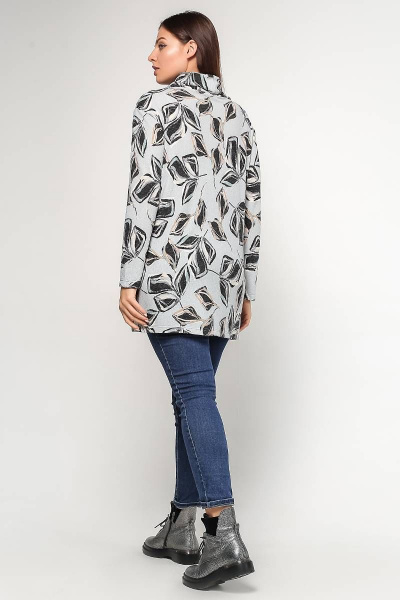 Туника La rouge 9052 серо-голубой-(цветы) - фото 3