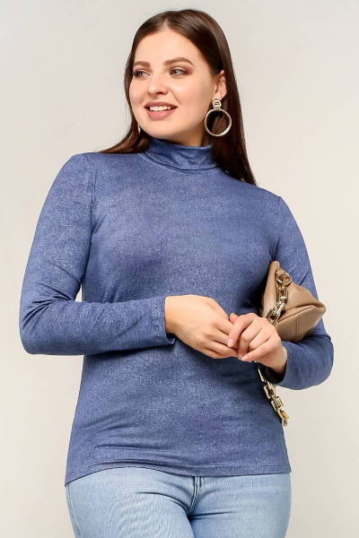 Голубая полуприлегающая водолазка из вискозы и трикотажа La rouge 3889 джинс - фото 1