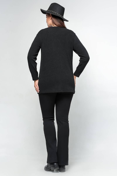 Демисезонный прямой джемпер с спущенными плечами и кантами La rouge 3176 серебро-(черный) - фото 4