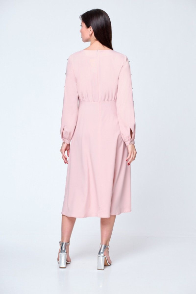 Платье с линией талии и разрезами из вискозы, романтичное, на каждый день Anelli 1128 пудра - фото 6