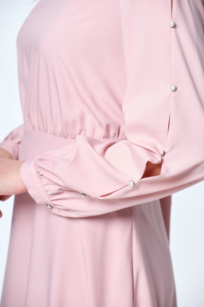 Платье с линией талии и разрезами из вискозы, романтичное, на каждый день Anelli 1128 пудра - фото 5