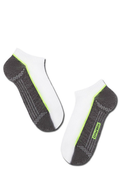 Ультракороткие спортивные носки из хлопка с двойной резинкой CONTE DIWARI_ACTIVE_ультракороткие_044 белый-серый - фото 1
