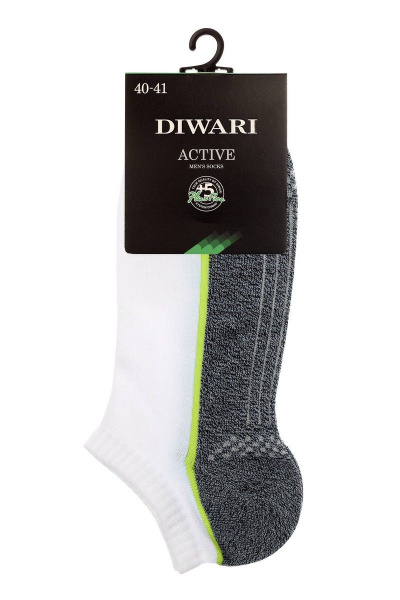 Ультракороткие спортивные носки из хлопка с двойной резинкой CONTE DIWARI_ACTIVE_ультракороткие_044 белый-серый - фото 2