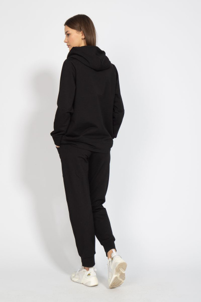 Худи классик с капюшоном из френч терри черный для повседневной носки Kivviwear 4016.12 - фото 14
